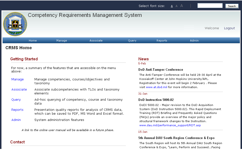 Defense Acquisition University Management Software