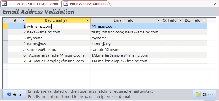 Email Validation Results