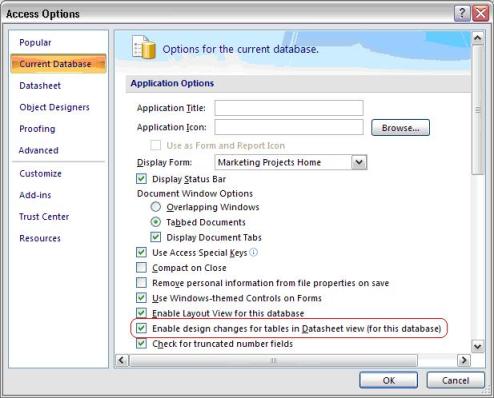 Disable Design Changes For Tables Before Deploying Microsoft Access 16 13 10 And 07 Databases