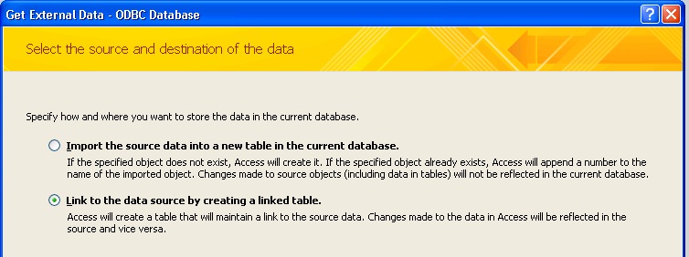Link to ODBC database