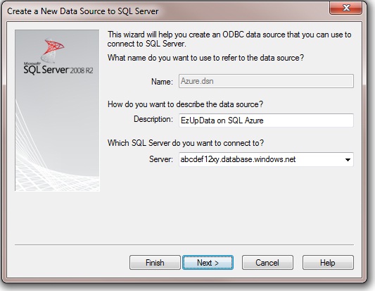 Create a New Data Source to SQL Server on Azure