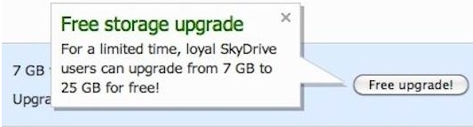 Skydrive Upgrade to Preserve 25GB