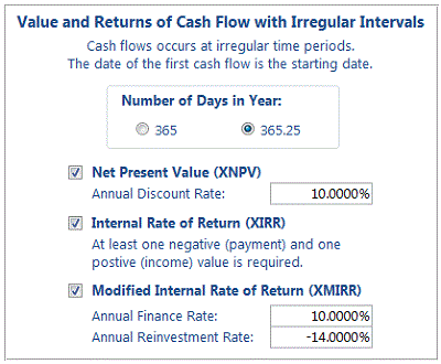 Irregular Cash Flow Analysis Options for Microsoft Access