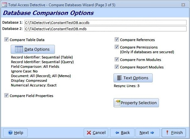 Microsoft Access Database Comparison Options