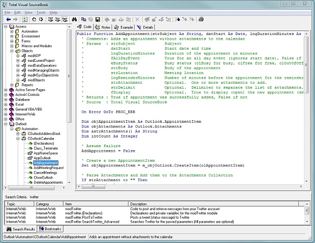 Easily find the VBA/VB6 sourced code you need from the Code Explorer