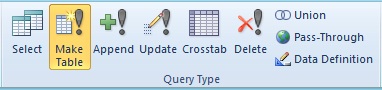 Microsoft Access Make Table Query to Create a New Table