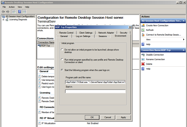 RemoteApp Desktop Session Host Configuration