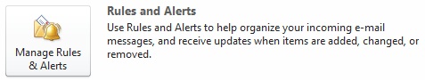 Microsoft Outlook Rules and Alerts Button