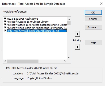 Library Reference to Total Access Emailer