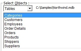 Select a table or query/view