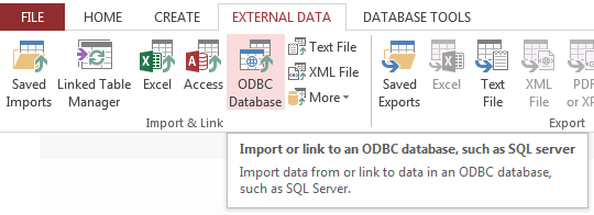 Microsoft Access 2010 and later Link to ODBC Database