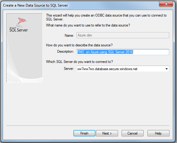 Create a New Data Source to SQL Server on Azure