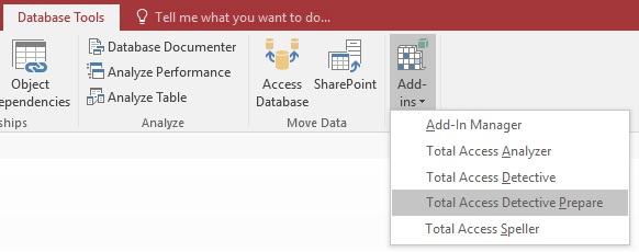 Microsoft Access Database Preparation Add-in for Total Access Detective