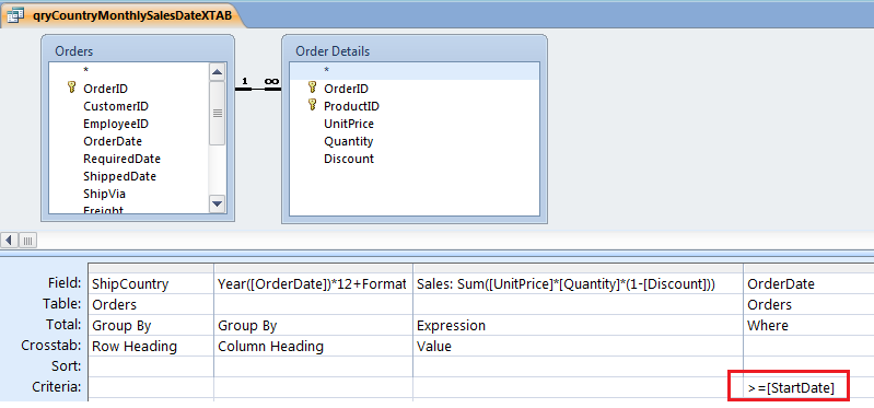 Ms access 2007 report columns