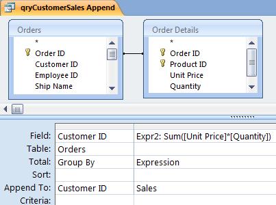 Microsoft Access Append Query