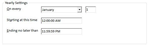 Yearly Schedule Options