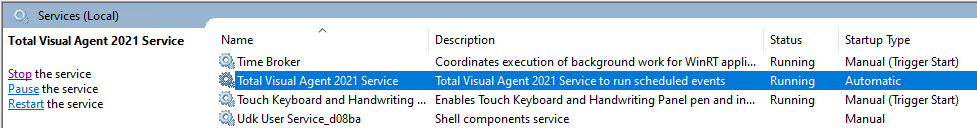 Microsoft Windows Service for Total Visual Agent