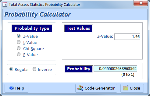 Microsoft Access Probability Calculator