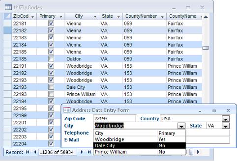 Zip Code Database Sample