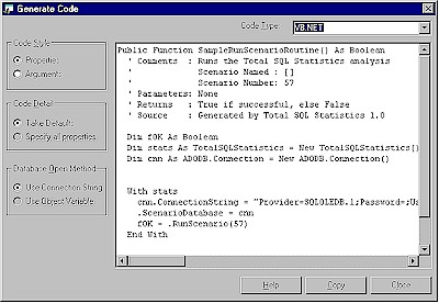 Total SQL Statistics Code Generator