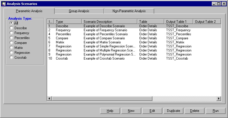 Total SQL Statistics Scenario Designer