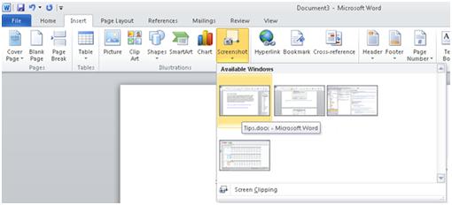 quickly insert screenshots in microsoft excel outlook powerpoint