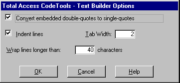Long Text Builder Options
