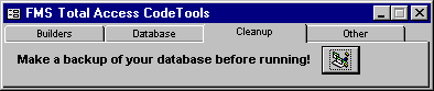 Toolbar, Cleanup Tab
