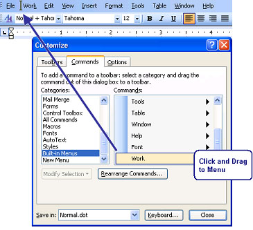 word tip keep your favorite documents handy using the word work menu menu word