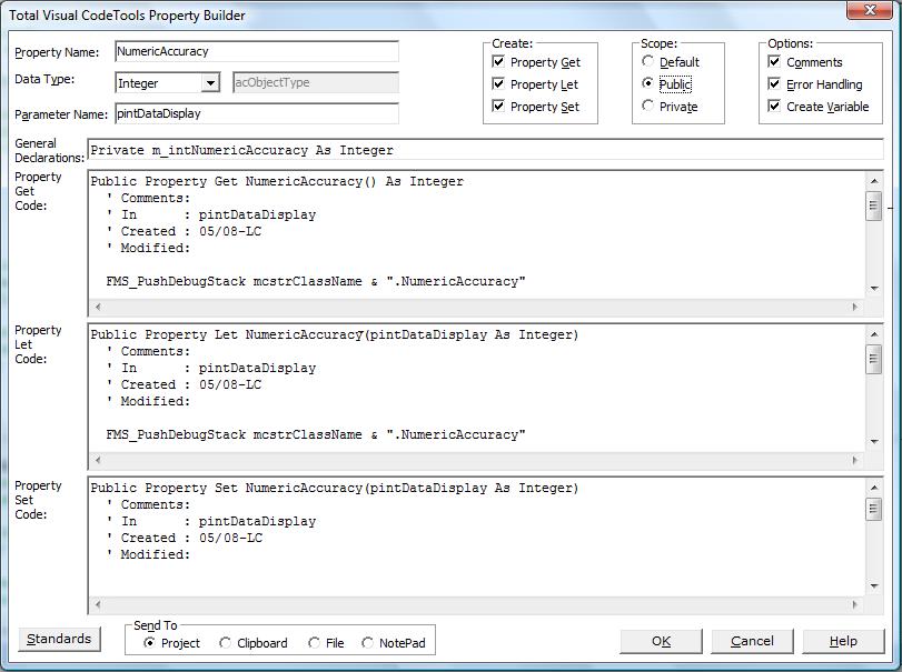 New Property Builder in Total Visual CodeTools for VB6 and VBA/Office