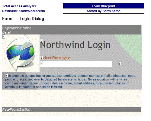 Microsoft Access Form Blueprint with Annotated Controls