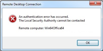 Authentication Error Has occurred Local Security Authority cannot be contacted