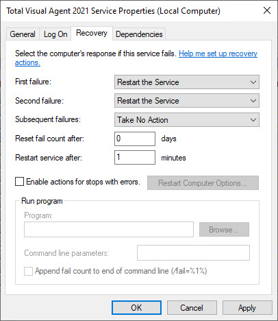 Total Visual Agent Service, Recovery Properties