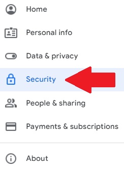 Google security menu