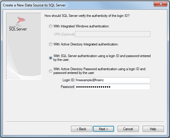 SQL Azure Database Login ID and Password