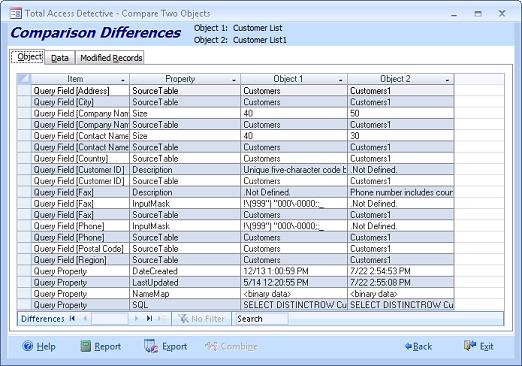 Microsoft Access Query Property Differences