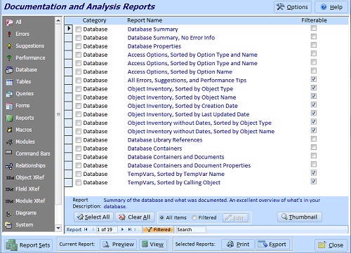 Total Access Analyzer Report Selection Form