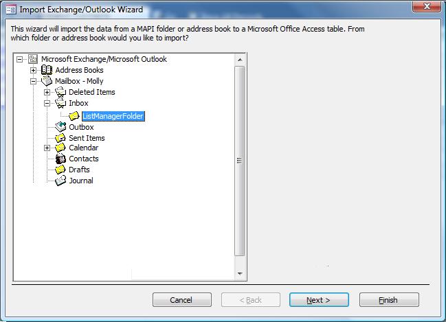 Choose Outlook Folder