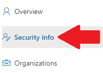 Microsoft MyAccount Security Info menu