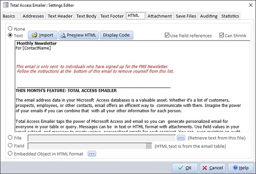 send html email messages from microsoft access email html format