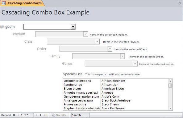 Ms Access Form Combobox Query