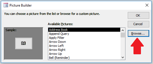 Microsoft Access Form Command Button Picture Builder Wizard