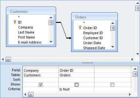 Microsoft Access Not In Query Designer for Outer Join