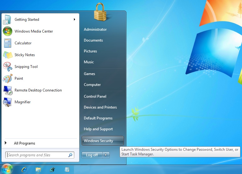 Restart Remote Desktop from Windows Security