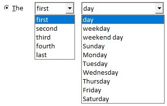Choose the Week Number and Day of Week