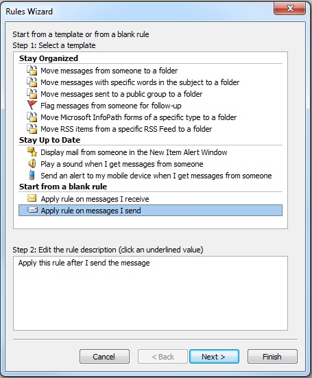 Microsoft Outlook Rules Wizard