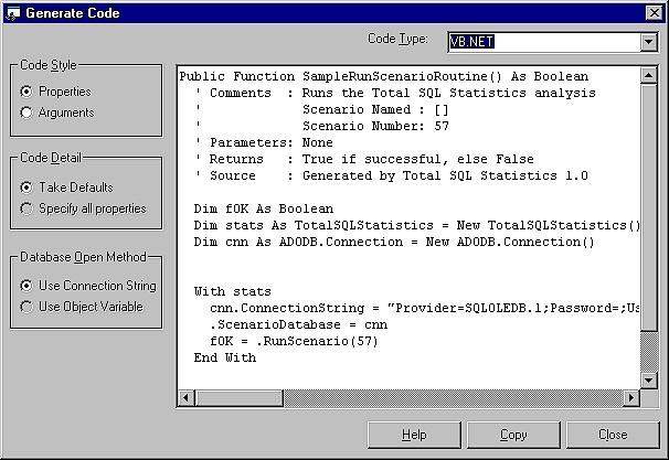 Total SQL Statistics Code Generator