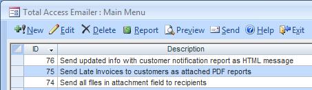 Enhanced command buttons in Total Access Emailer for sending emails from Microsoft Access 2007