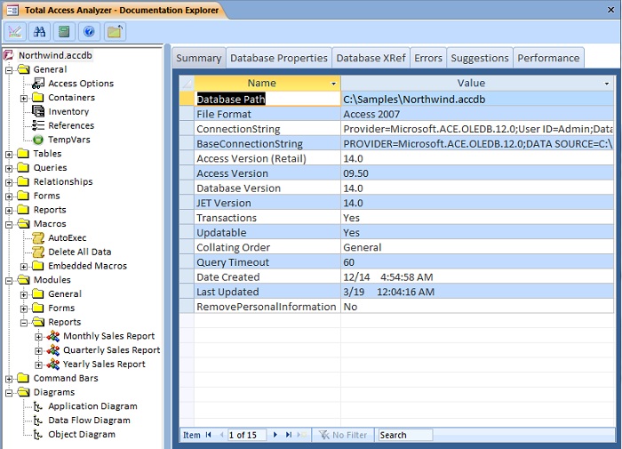 Microsoft Access Documentation and Analysis Program Add-in