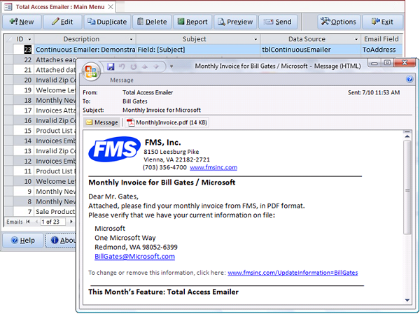 Microsoft Access Email Add In Program Emails Messages With Pdf Reports From Your Ms Access Databases Html And Text